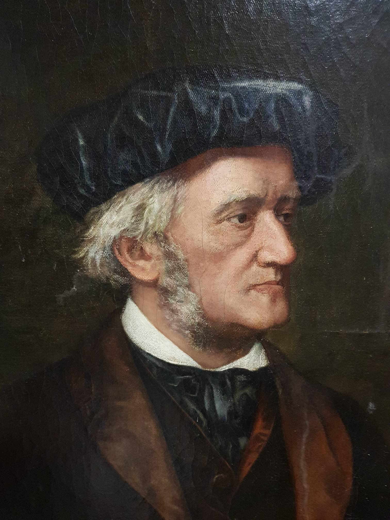 Unknown Portrait Painting - 19th Century Academic  French School Portrait of composer  R.Wagner 