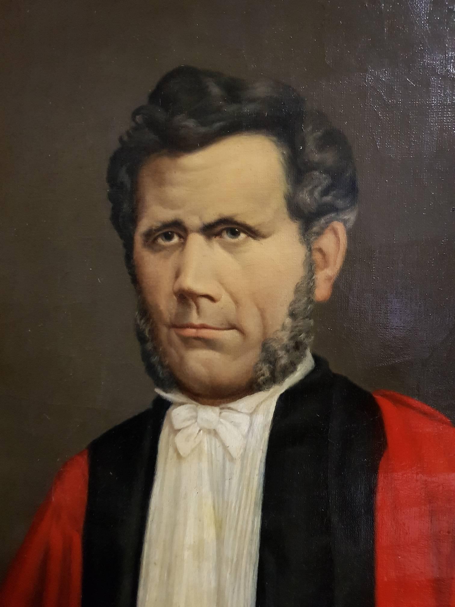 19th Cent Academic French School Portrait of famous Senator Mayor and Lawyer. - Painting by Ginezy Constant