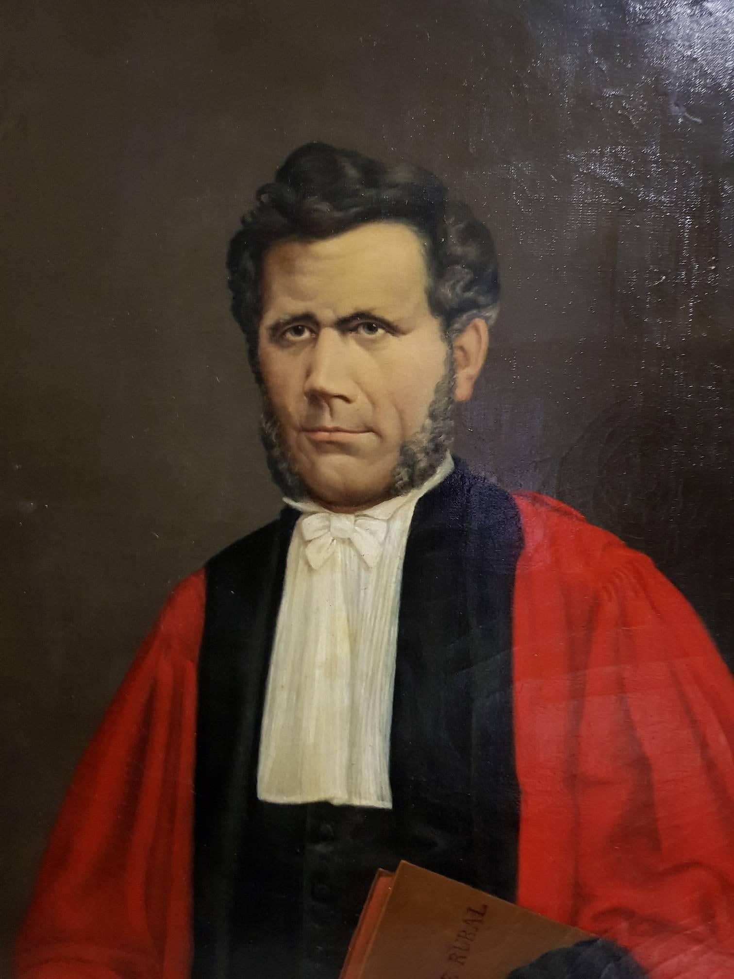 Big Dimension, 19th Century  Academic French School  circa 1865, oil on canvas . BEAUTIFUL painting technique and style portrait of famous noble French Master Lawyer, senator  and mayor of the French city of  Nantes , Maitre Ernest Guibourd de