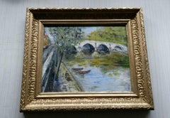 French Post Impressionist Bord de Seine Landscape Painting