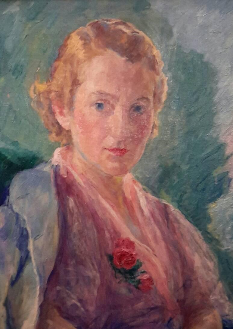 Portrait of Mademoiselle Malherbe - Painting by William Malherbe