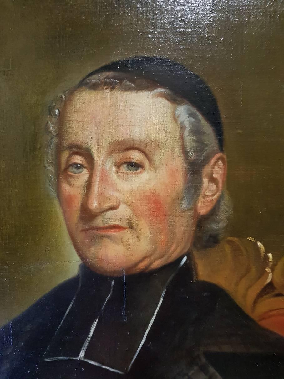 19th Century French School Big Size Portrait of a  Church Man  - Painting by Unknown