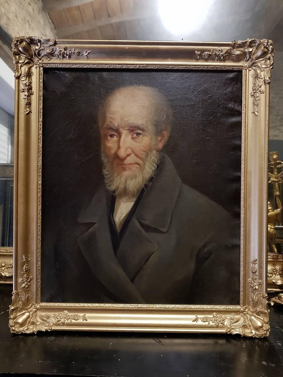 Unknown Portrait Painting - 19th Cent Academic French School Portrait of a French Man of Honour 