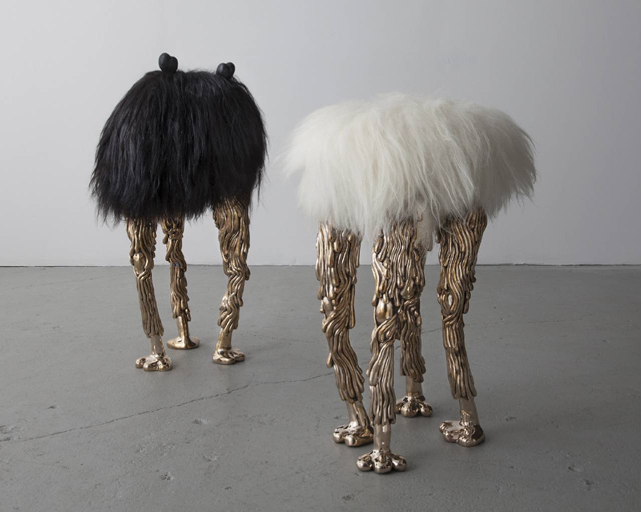 The Haas Brothers Figurative Sculpture - Grace Tall stool and Dolph Tall stool from the Beast series