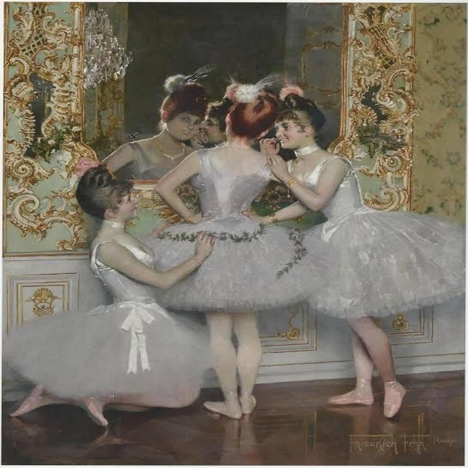 Friedrich Fehr Portrait Painting - Drei Ballerinen / Three Ballerinas