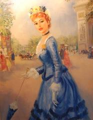 Vintage La dame au le robe blue