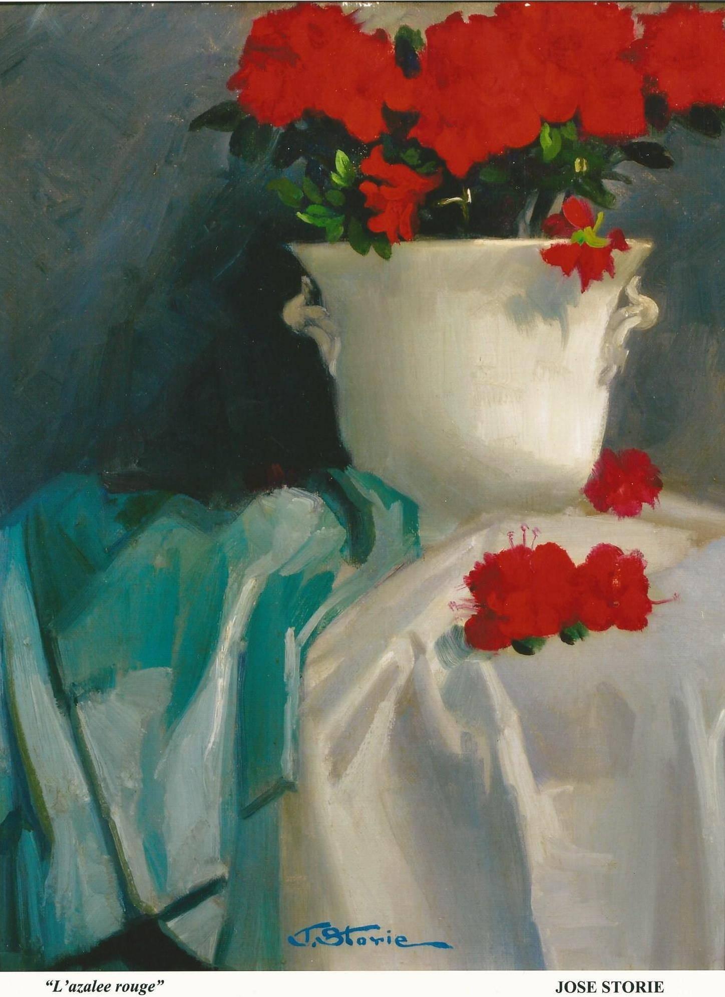Jose Storie Still-Life Painting - L'azalee rouge