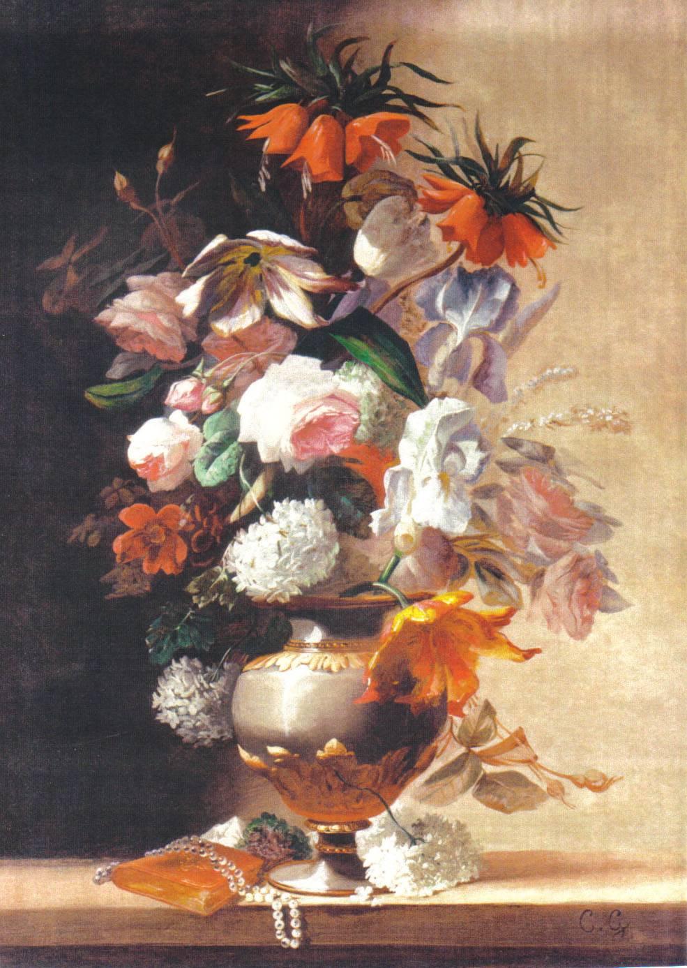 GONTIER Pierre Camille Still-Life Painting - Vase de fleurs sur en entablement
