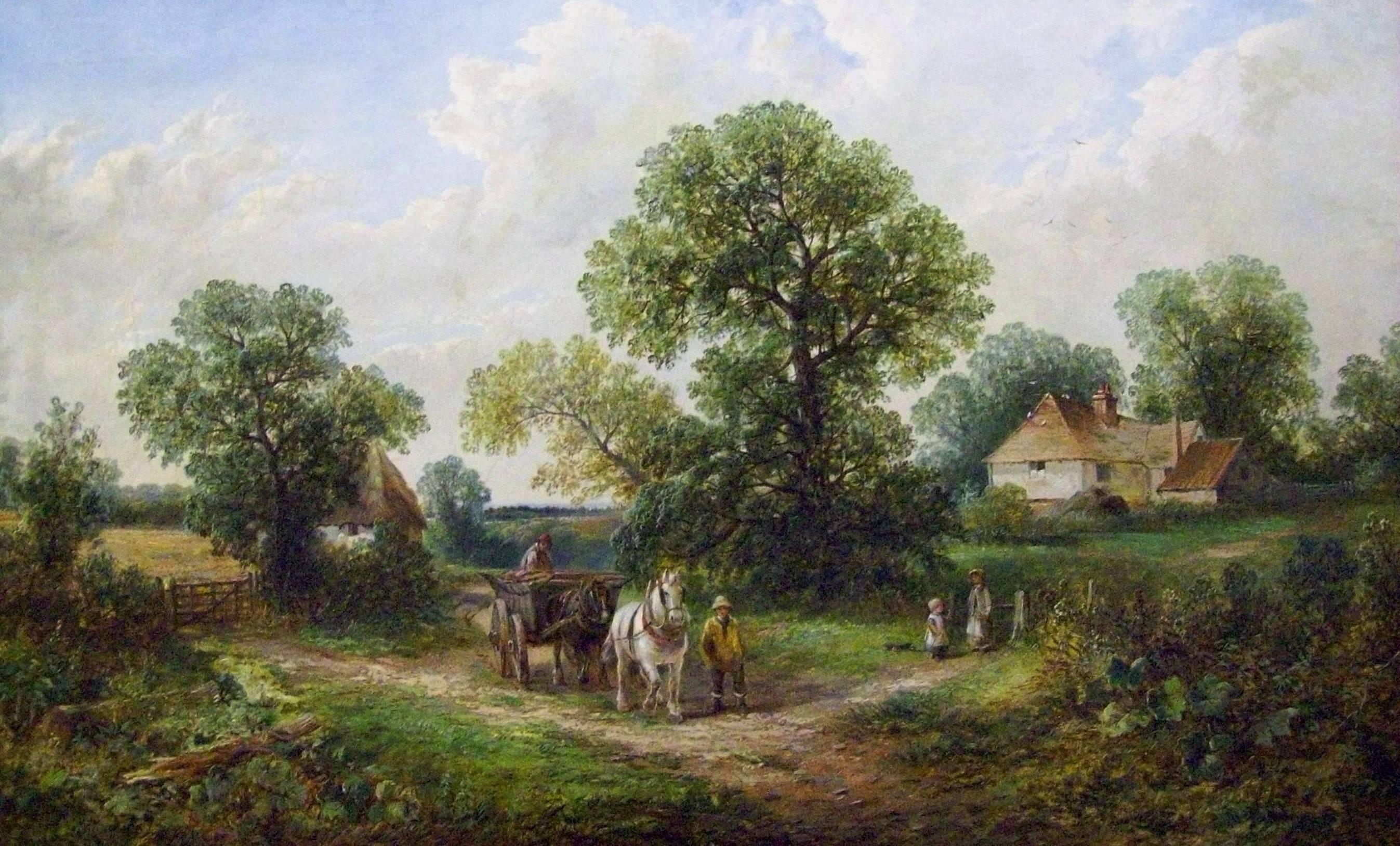 James Edwin Meadows Landscape Painting - Returning home after a day's work