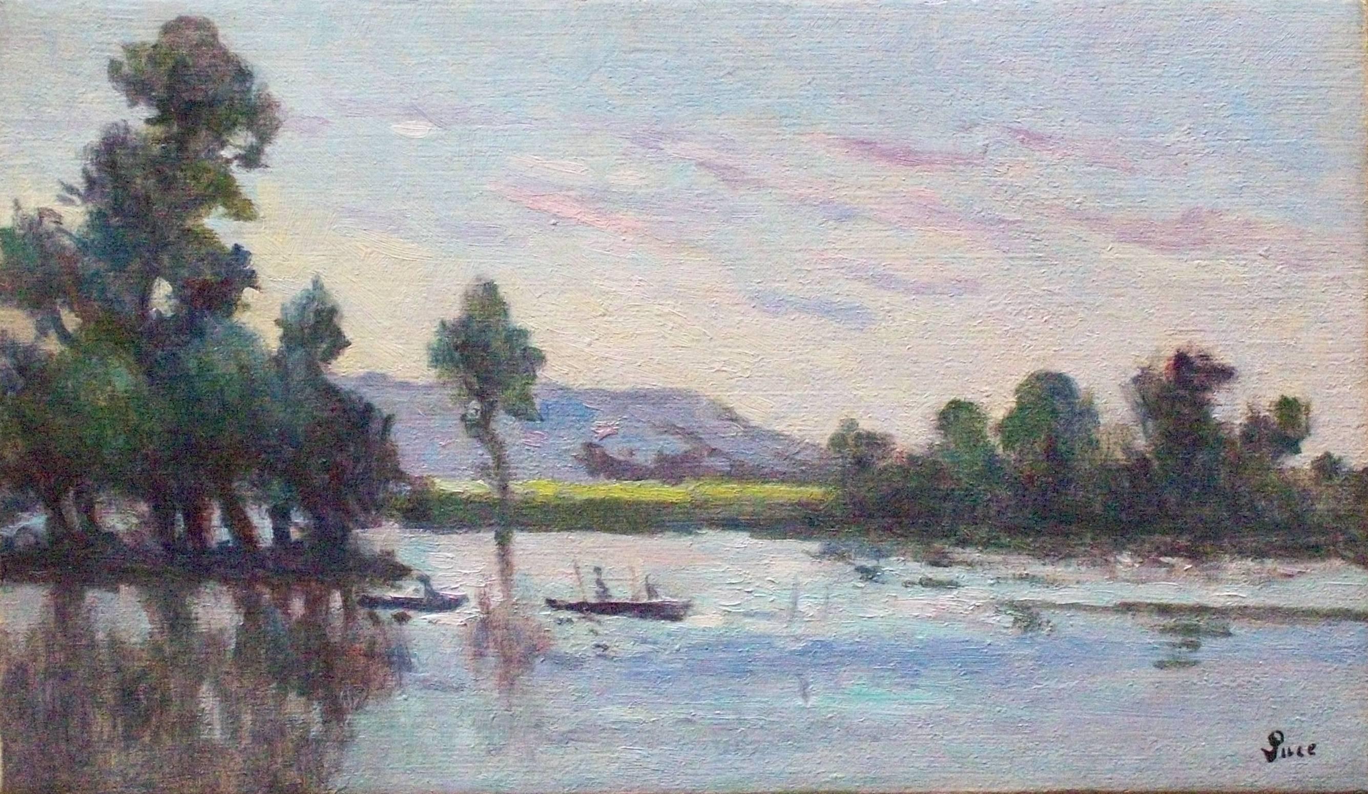 Maximilien Luce Landscape Painting - Rolleboise, Bord de Seine