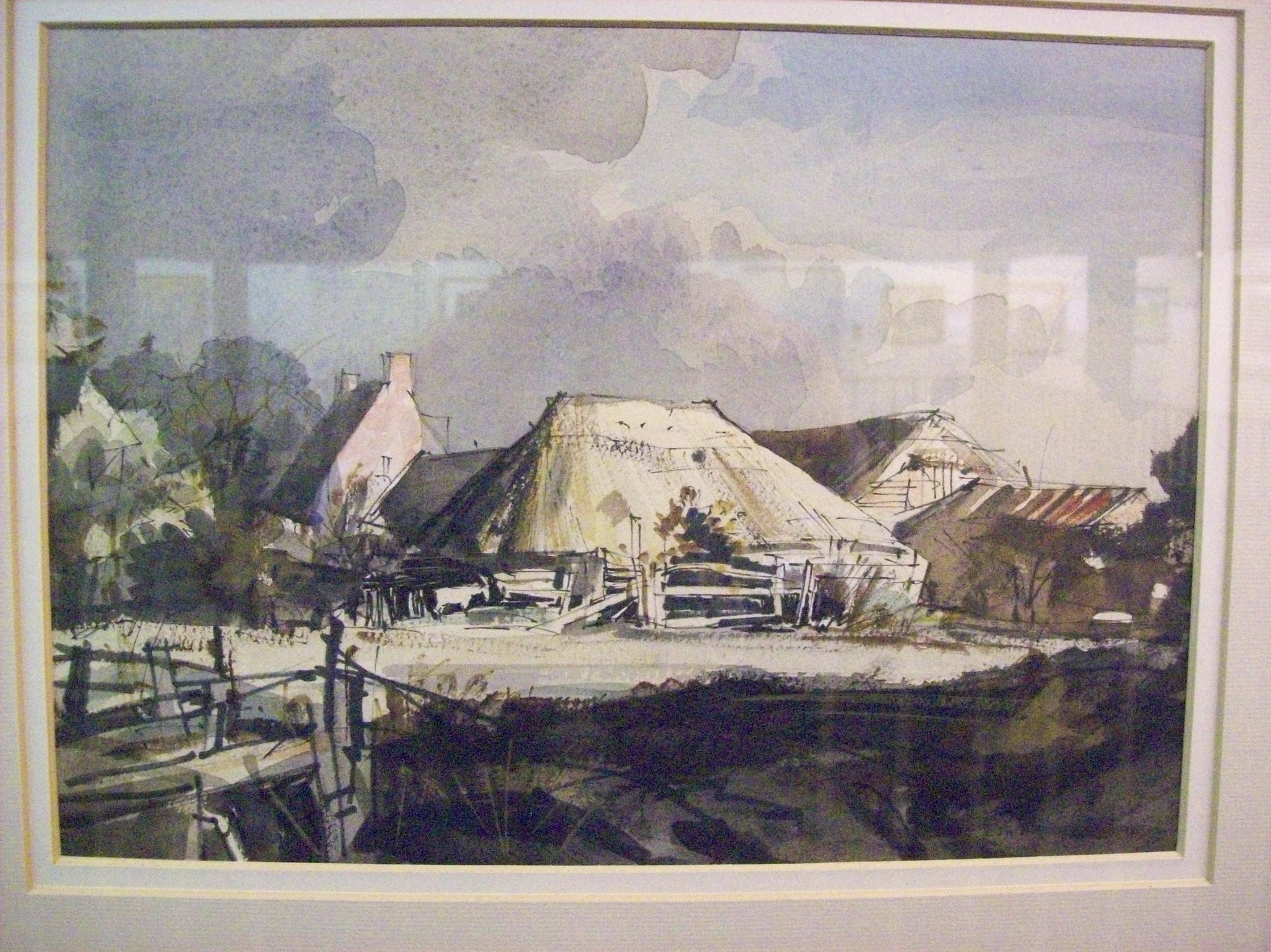 Rowland Hilder Still-Life Painting - Thatched Barn