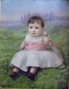 Fillette dans un paysage champetre