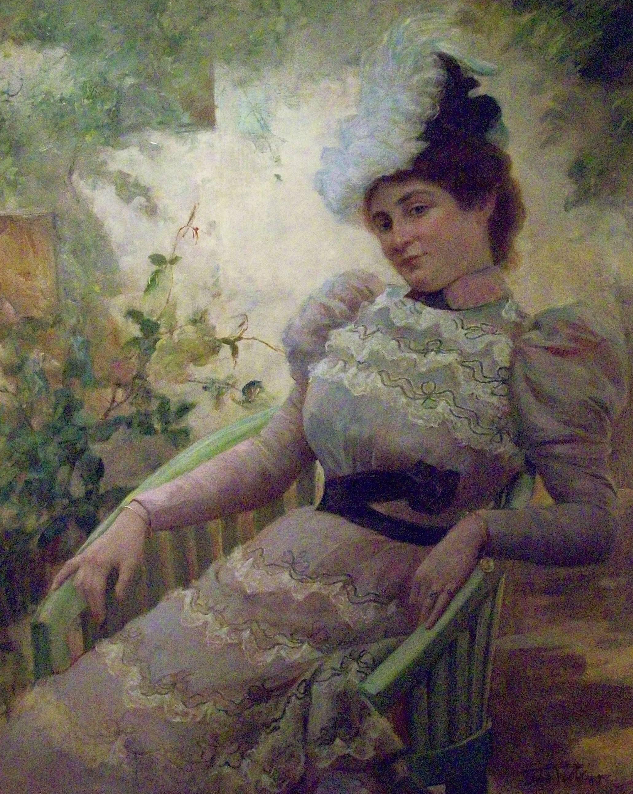 Louis Piot Portrait Painting - Elegante dans le jardin