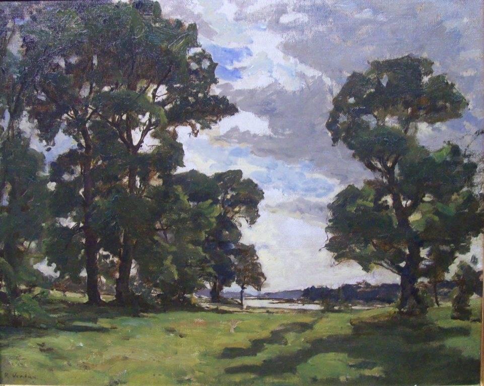 Raymond Jean Verdun Landscape Painting - Paysage de riviere
