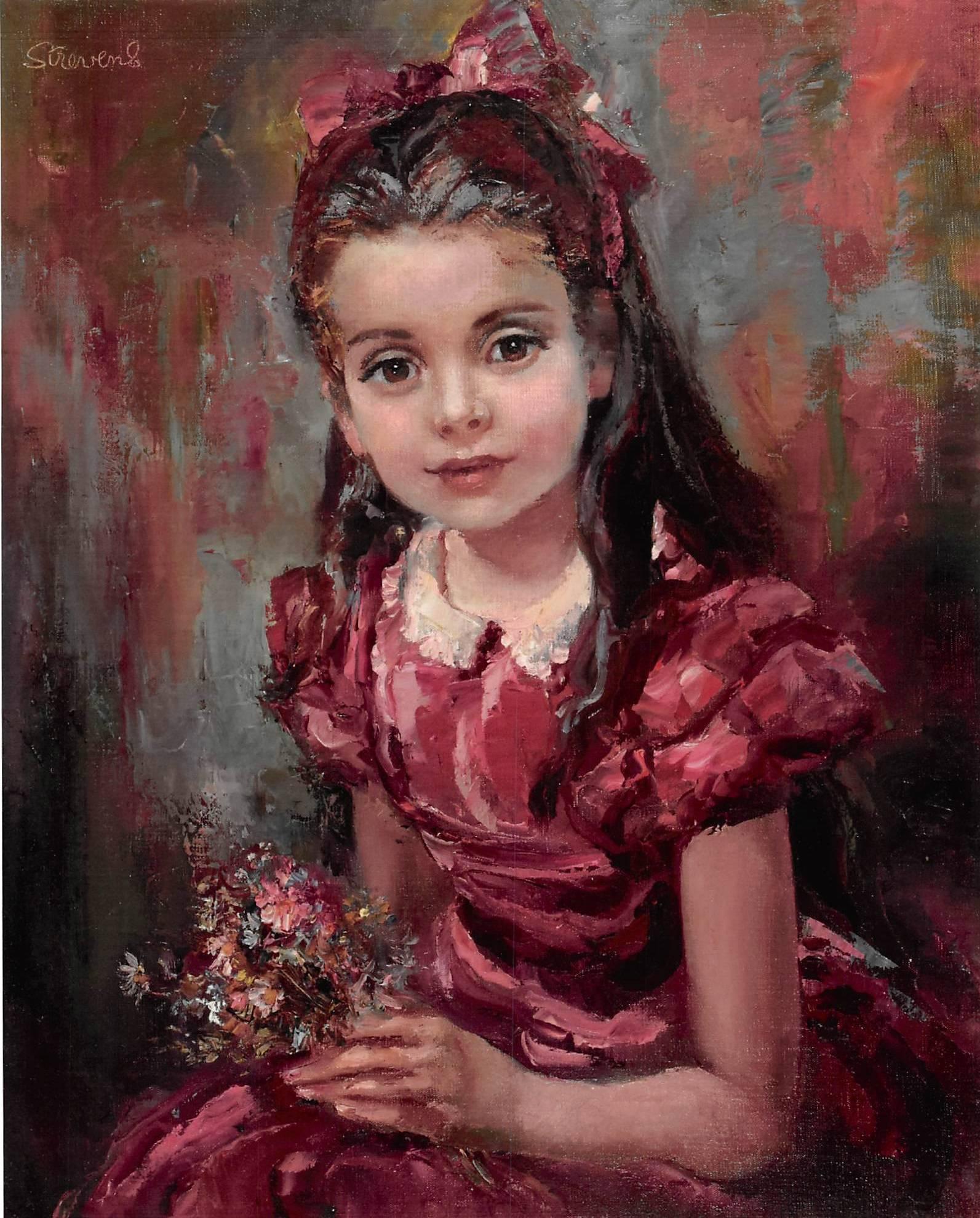 John Strevens Portrait Painting - Bridget in Red