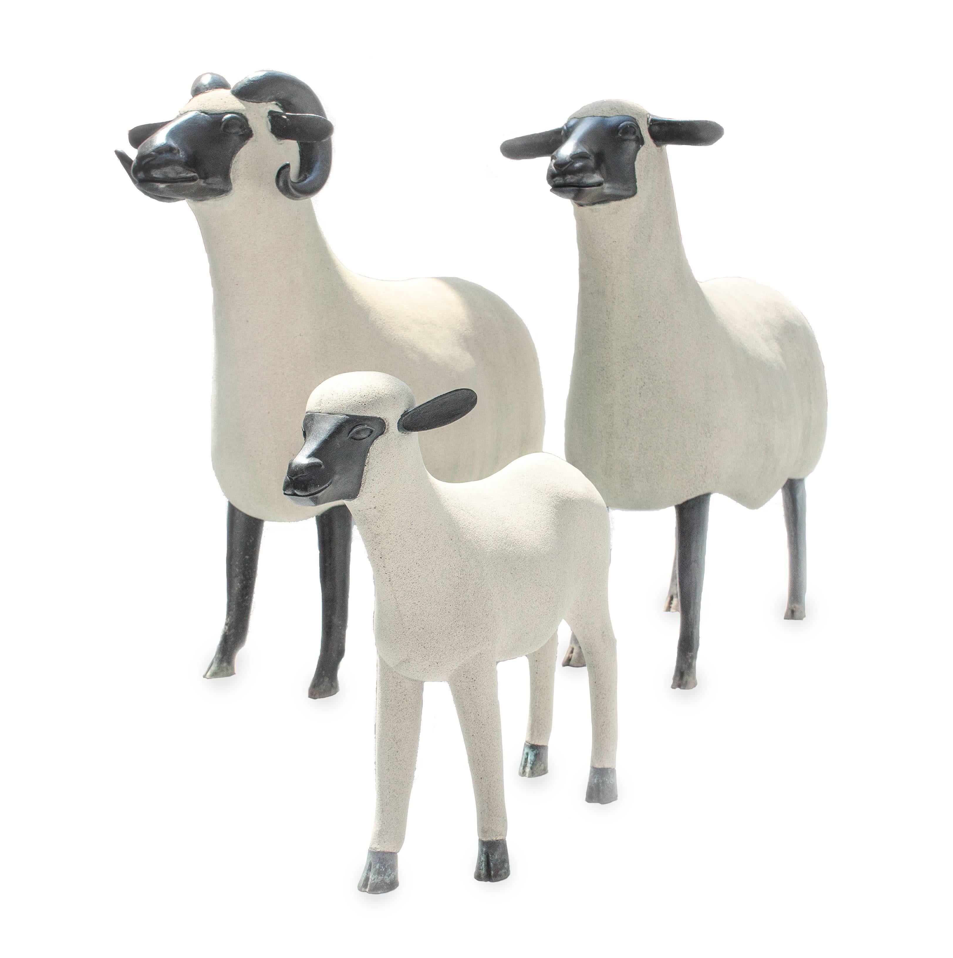 Francois-Xavier Lalanne Figurative Sculpture - Brebis, Belier and Agneau (from the Nouveaux Mouton series)