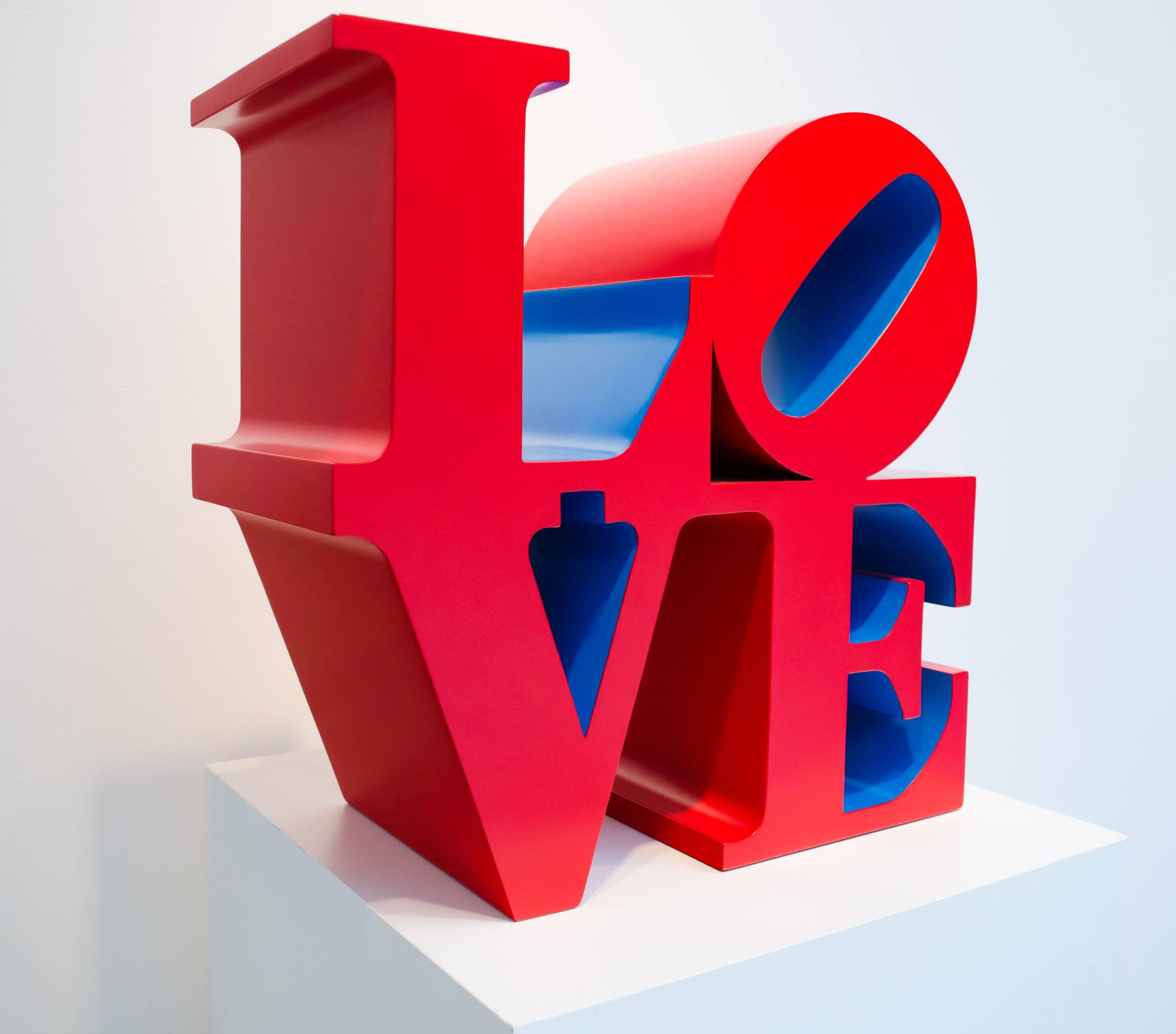LOVE Red Outside Blue Inside - Sculpture by Robert Indiana