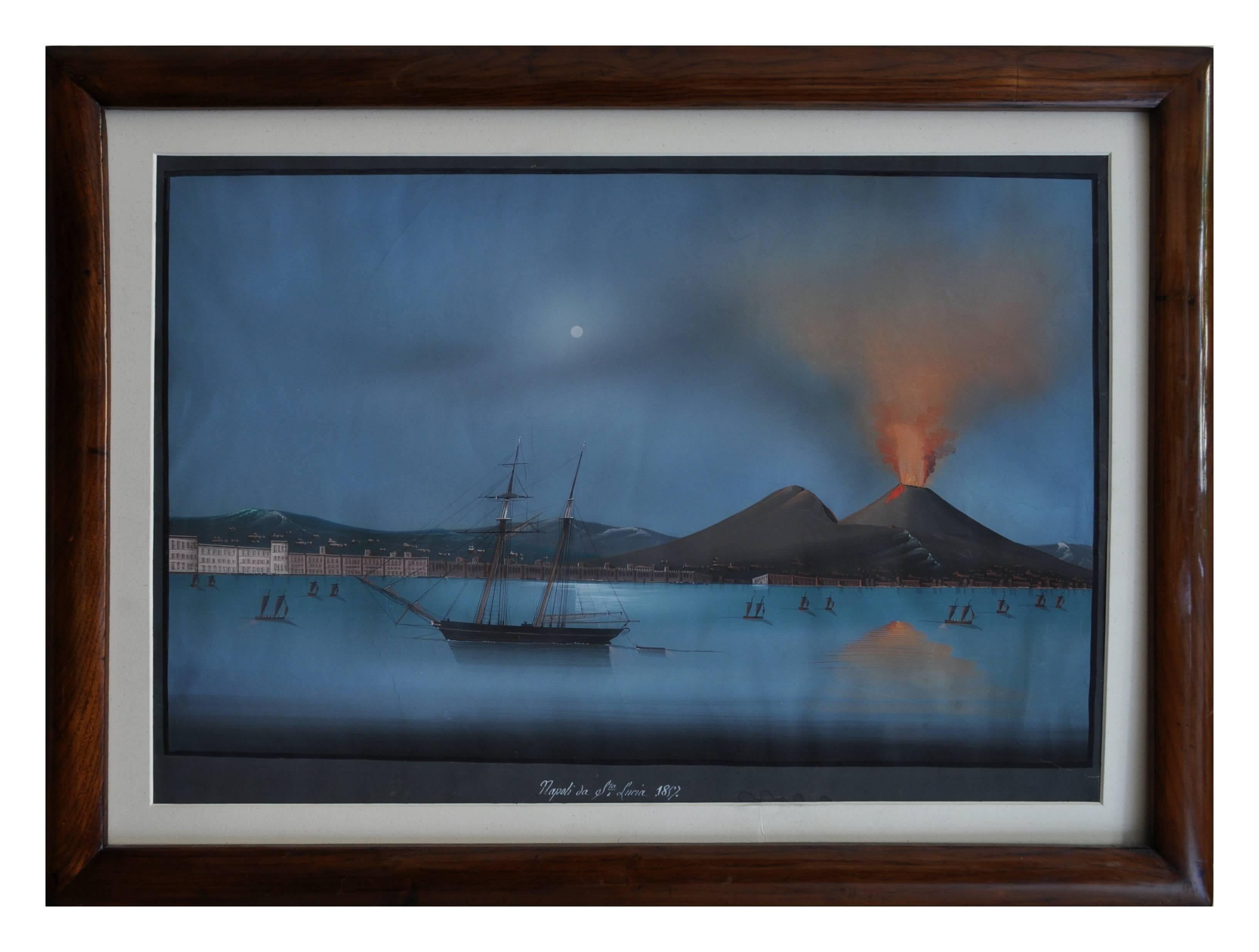 Unknown Landscape Painting - NAPLES FROM SANTA LUCIA