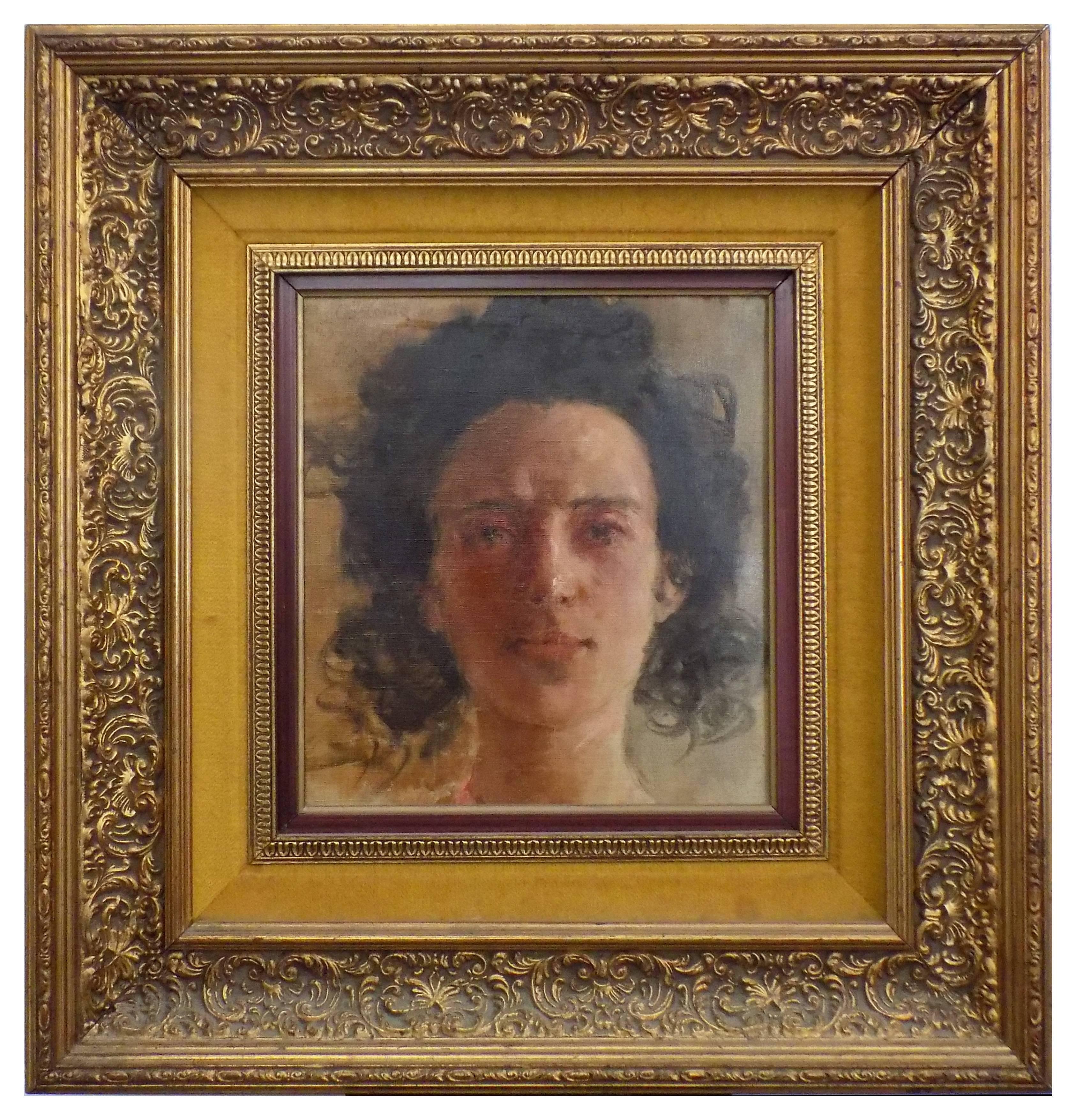 Luigi Crisconio Portrait Painting - PORTRAIT OF HIS WIFE ANNA