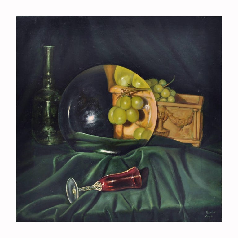 Maximilian Ciccone Still-Life Painting - THE LENS AND THE GRAPES