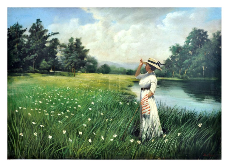 Jean Louis Richard Figurative Painting - WALK TO THE LAKE