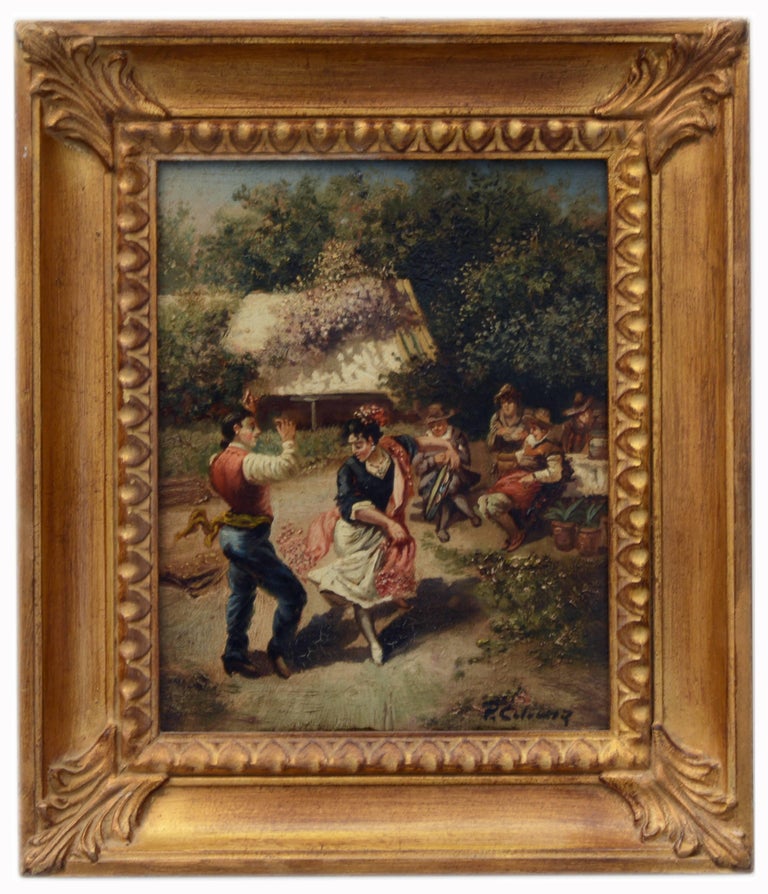 COUNTRY SCENE - Italian oil on canvas painting, Pietro Colonna - Painting by Pietro Colonna