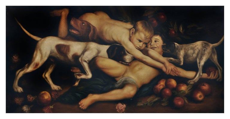 Giulio Di Sotto Figurative Painting - CHERUBIM PLAYING