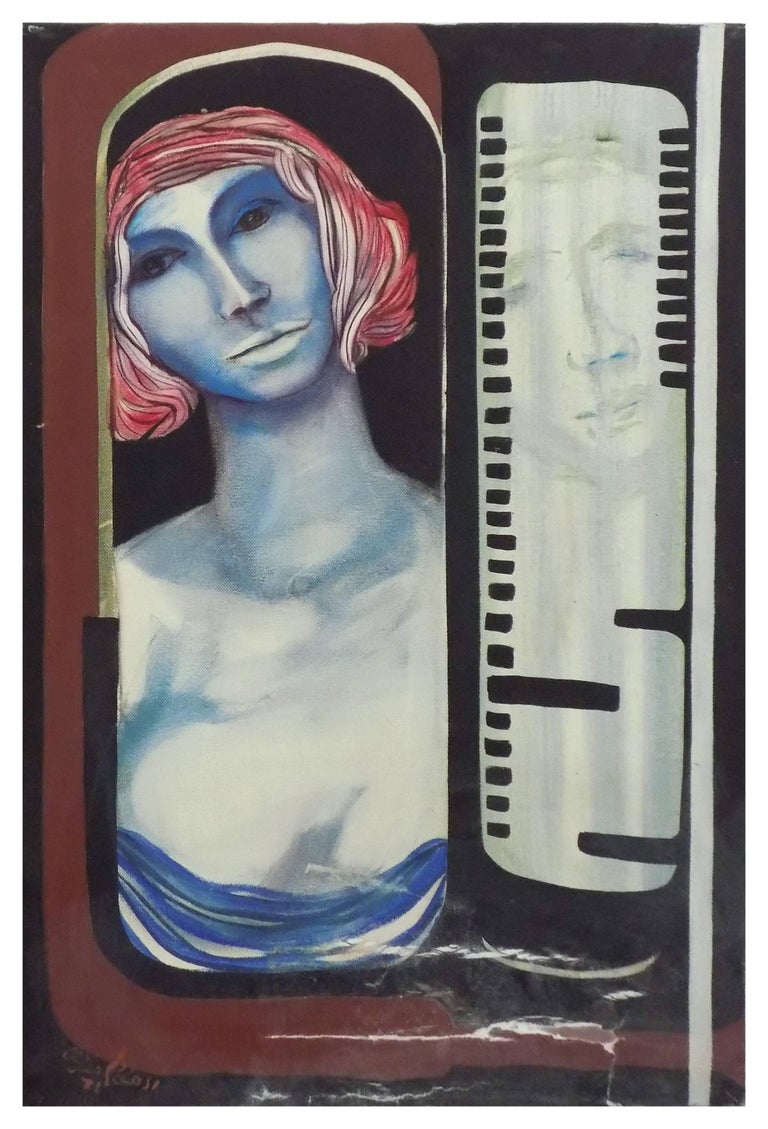Elio Pelosi Figurative Painting - WOMAN TO THE MIRROR