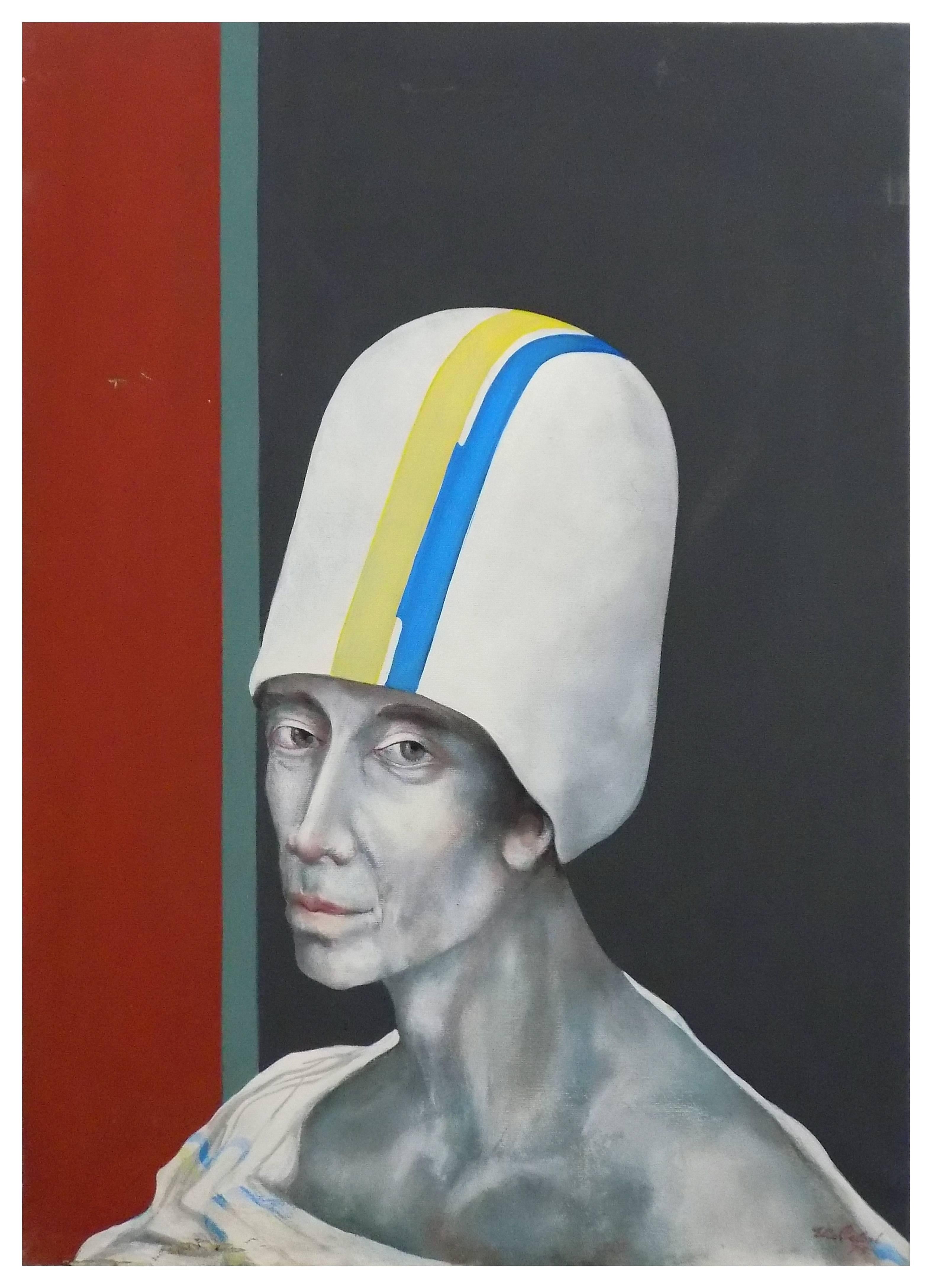 Elio Pelosi Figurative Painting - THE WHITE HAT
