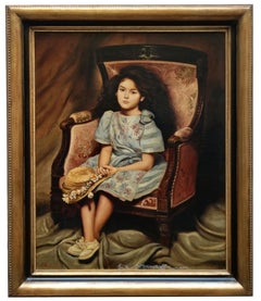 NIÑO EN UN SILLÓN - Escuela italiana - Óleo sobre lienzo. Pintura figurativa italiana
