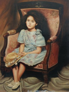 NIÑO EN UN SILLÓN - Escuela italiana - Óleo sobre lienzo. Pintura figurativa italiana