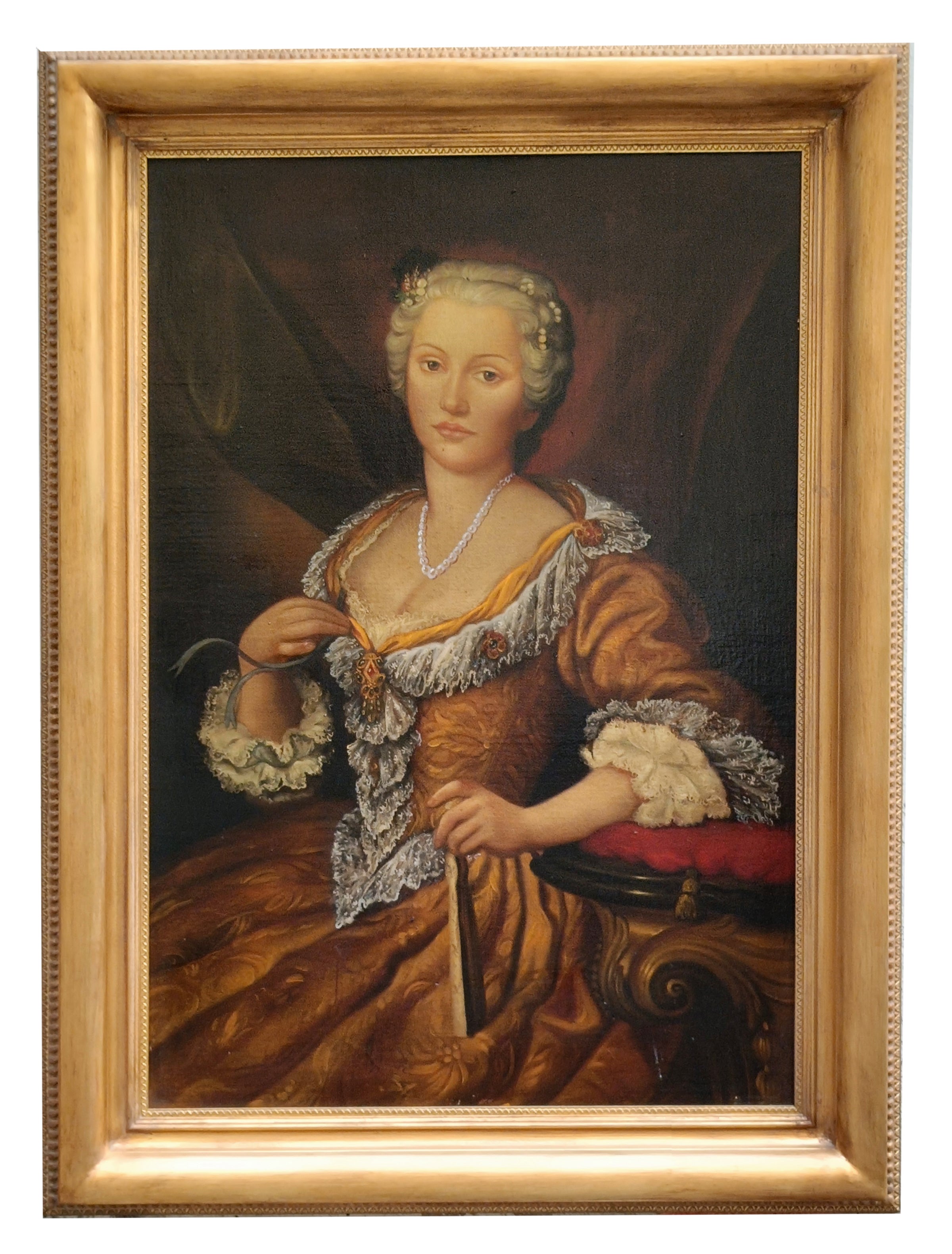 PORTRAIT OF A LADY E.Frattini - English School - Italy Figurative Oil on Canvas