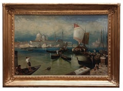 VENEZIA - Nello stile di Canaletto - Olio su tela, dipinto paesaggistico italiano