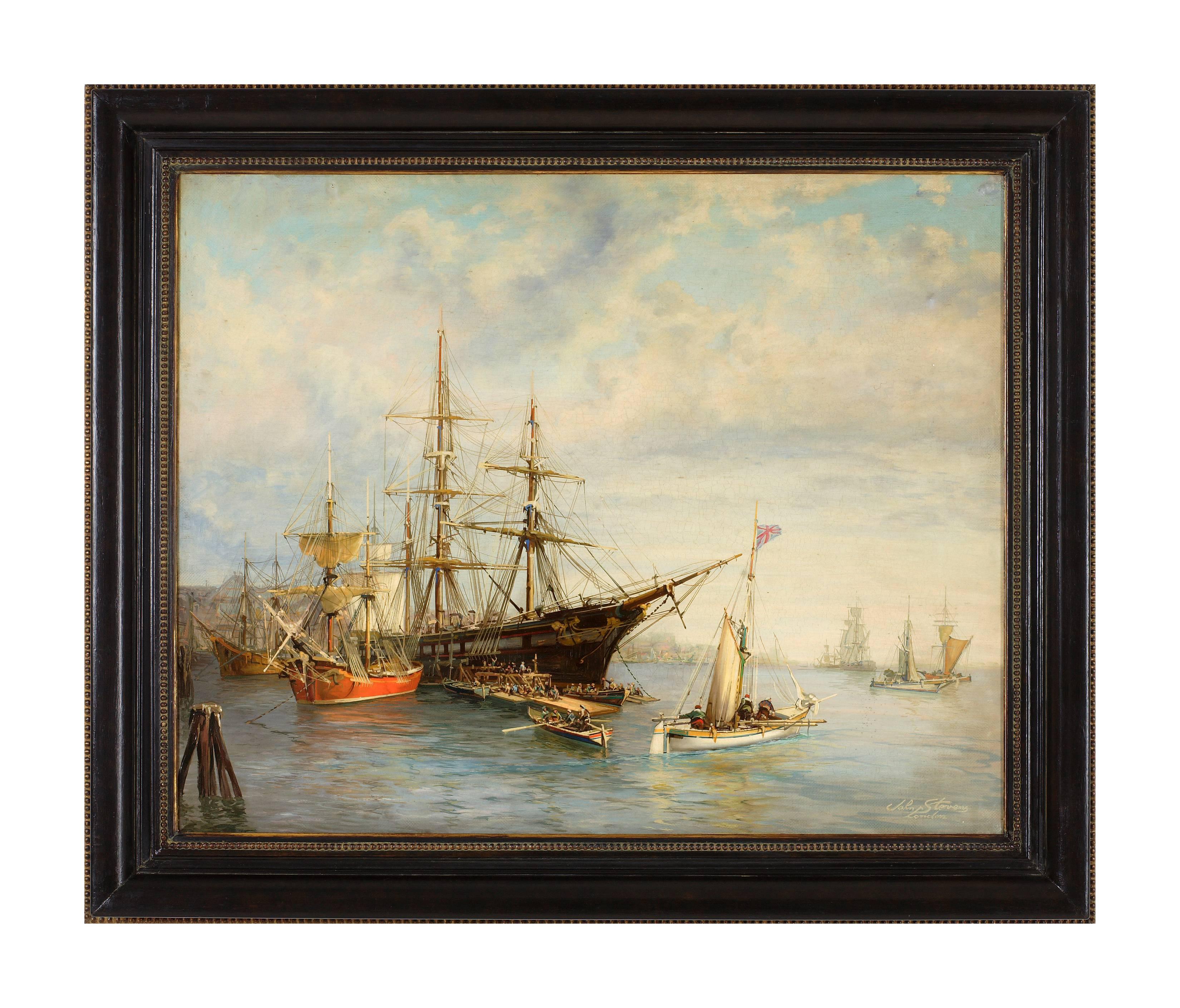 SEAPORT - John Stevens Italia 2008 - Oil on canvas cm.80x100. 
Mohogany laquered wooden frame.