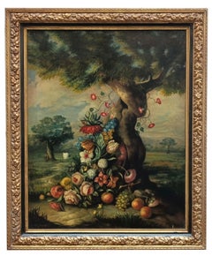 BLÜTE – Italienische Schule – Öl auf Leinwand, italienisches Stillleben