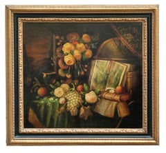 STILL LIFE- Massimo Reggiani - Italian school -  Oil on Canvas Italian Painting