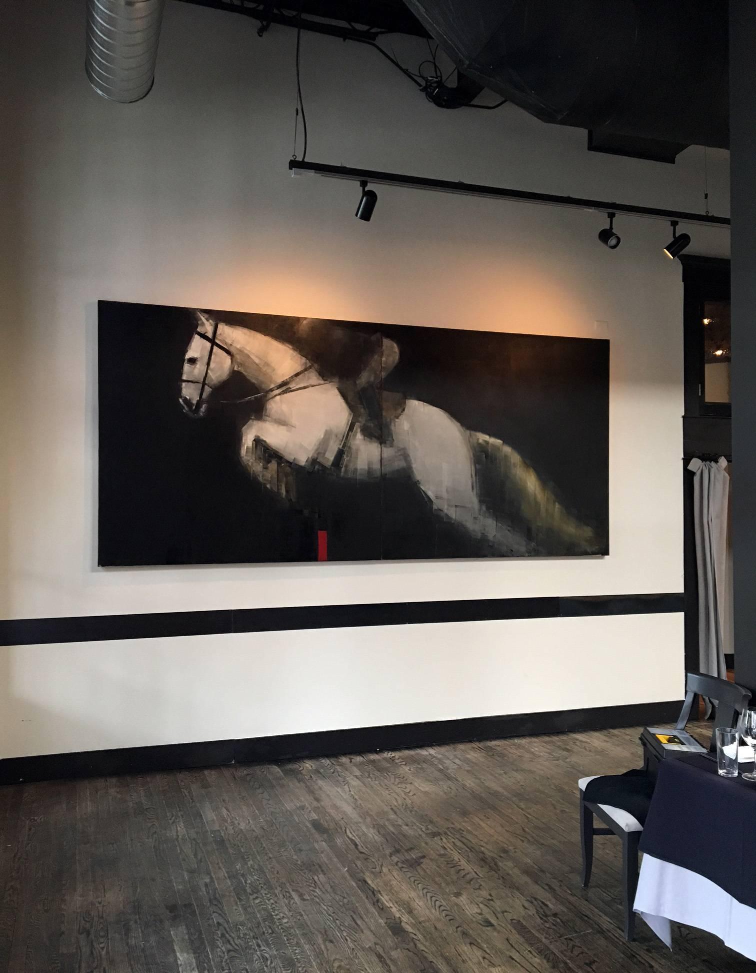 White Horse and Rider - Painting by Rebecca Kinkead