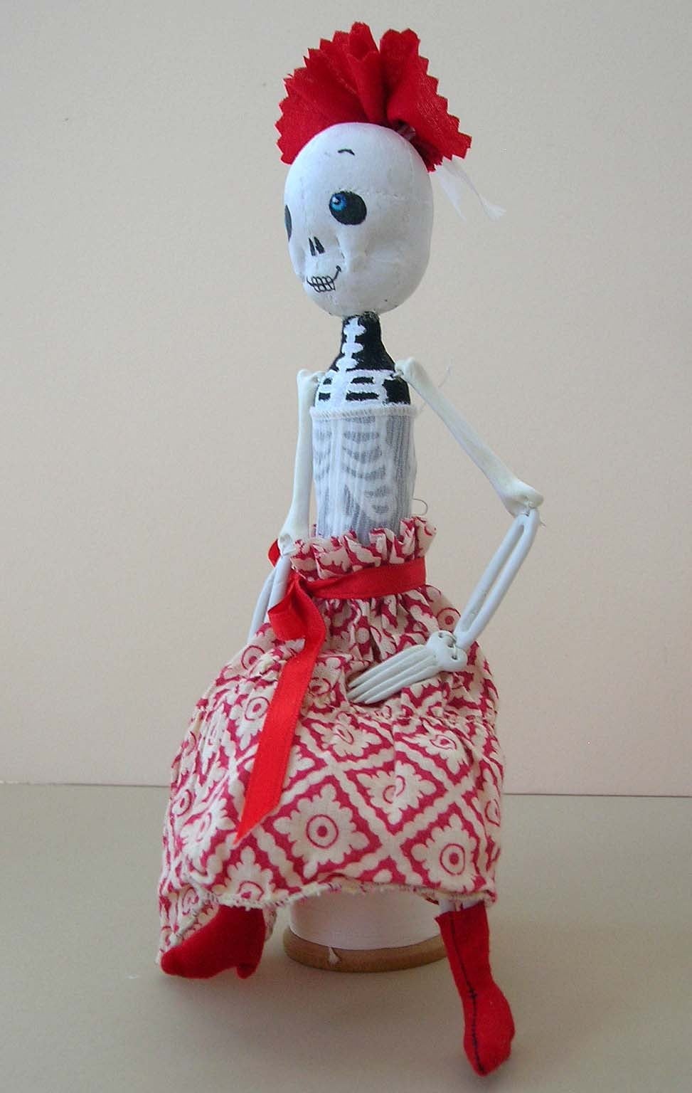 Skeleton Doll - Folk Art Mixed Media Art by Margarita Hernández-Maxson