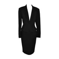 Guy Laroche 'Couture' Black Skirt Suit with Peplum Evening Jacket