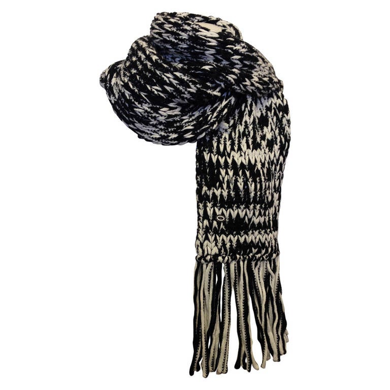 Chanel Black and White Knit Scarf at 1stDibs