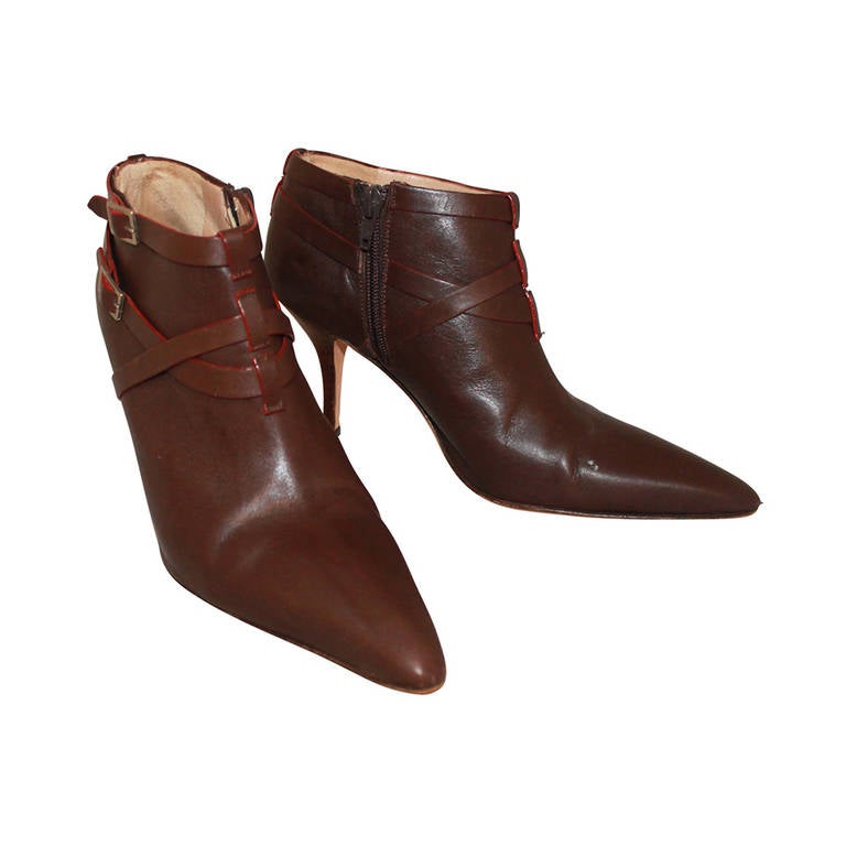 Manolo Blahnik Brown Leather Booties - 7