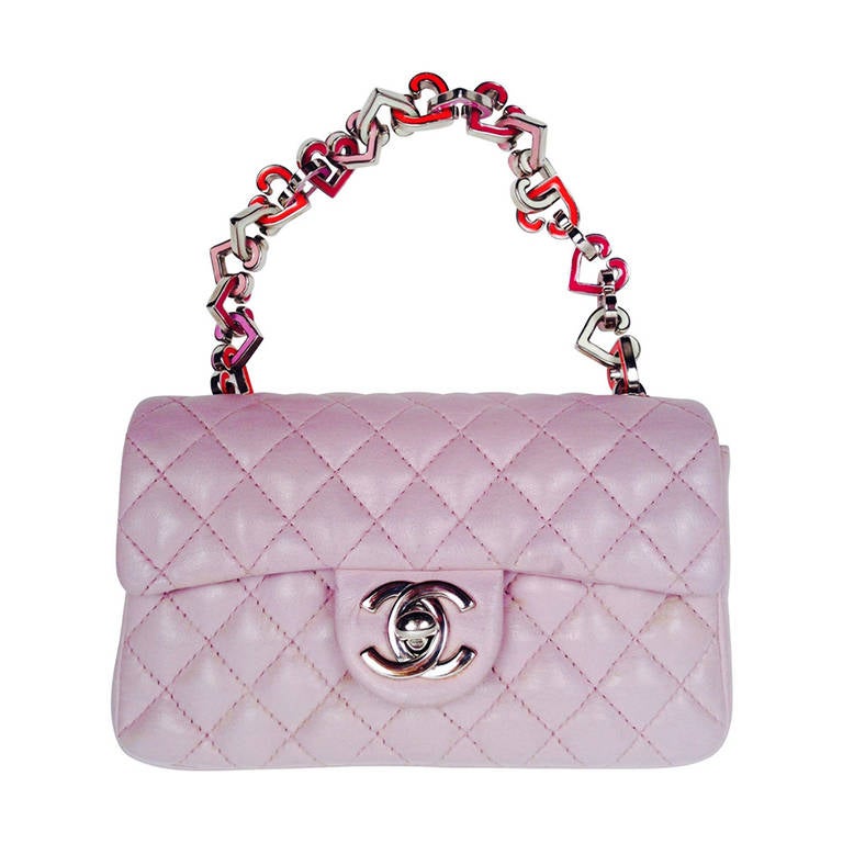 Limited Edition Chanel Lilac Valentine Chain Mini Flap Bag For Sale
