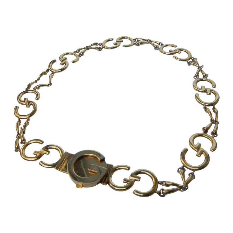 Gucci Sleek Gilt Metal Hinged Link Belt Made in Italy c 1970 at 1stDibs