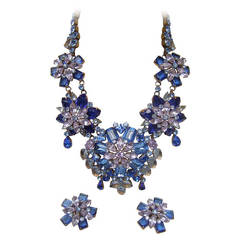 Spectacular Massive Crystal Necklace & Earring Set Designed by Lillien Czech