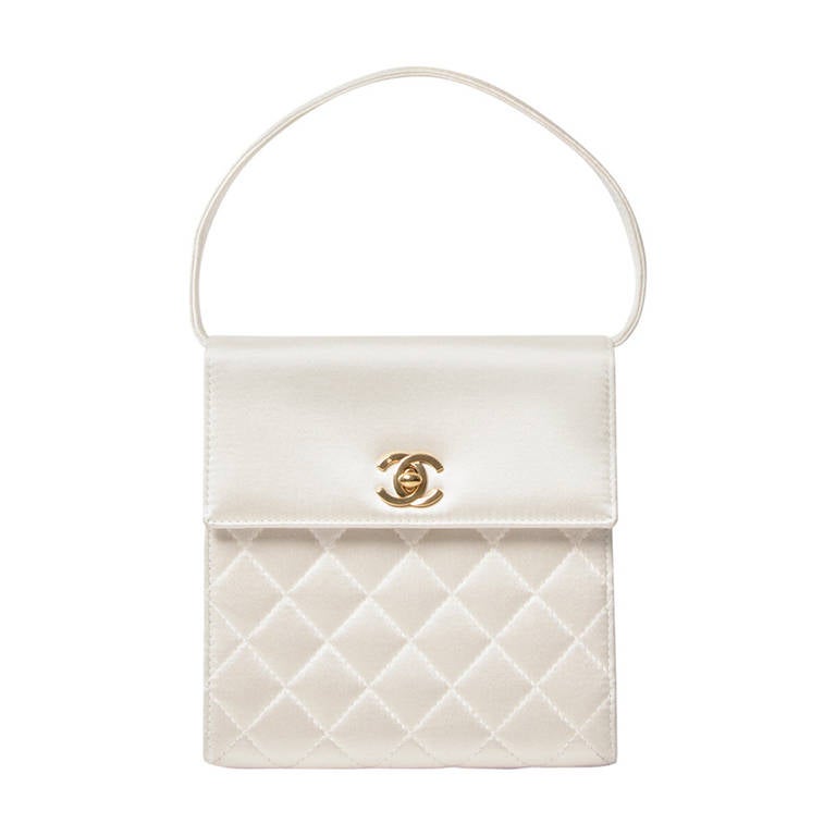 Chanel Silk White Quilted Evening Bag