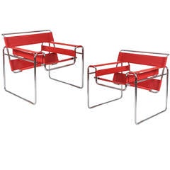 Pair of  Knoll Studio RED Wassily Chairs, Model B3