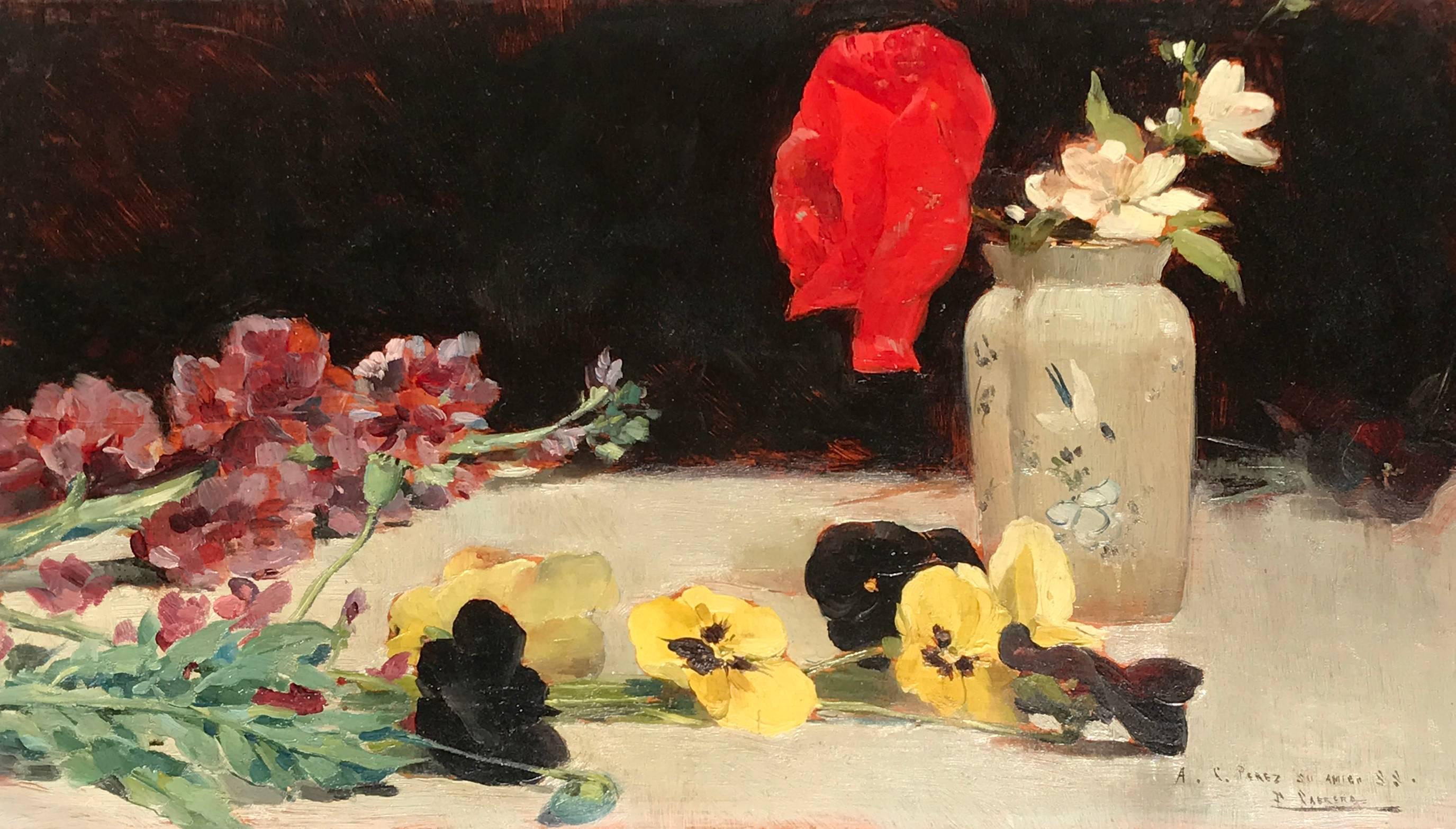 Fernando Cabrera Canto Still-Life Painting - Still Life with Flowers on a Table