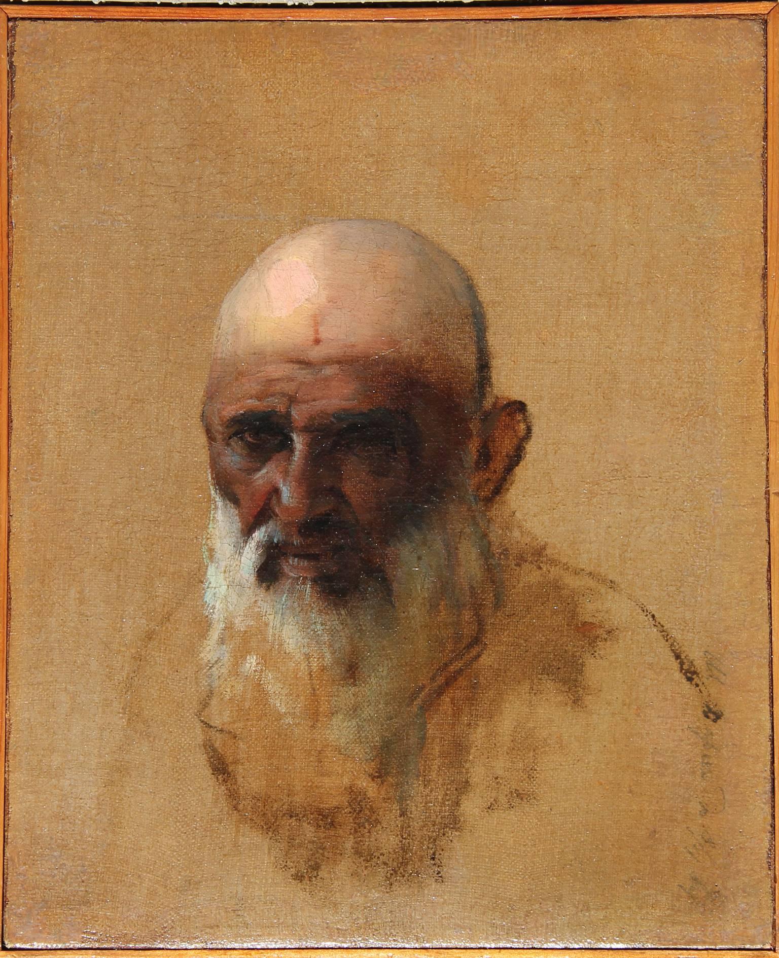 Vasily Vasilievich Vereshchagin Portrait Painting - Portrait of a Bearded Man, Oil on Canvas, Russian