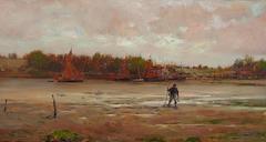 Antique Estuary at Dawn, circa 1880-1890, Oil on Panel, American