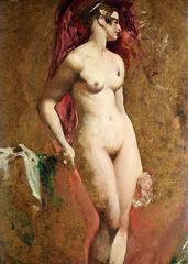 Standing Female Nude, Oil on Millboard, Circa 1845, British